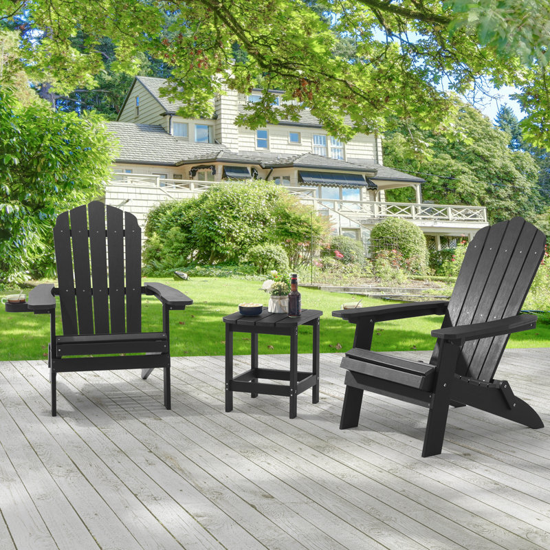 Chaise Adirondack pliante HIPI résistante aux intempéries, Noir