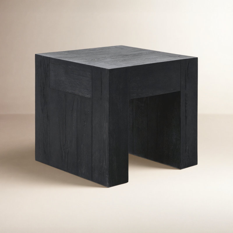 Solid Wood Sled End Table, Meadow Black