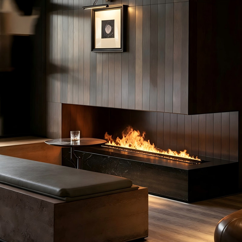 Humidificateur électrique pour foyer 70,87 "avec flamme de brume simulée, décor encastré pour le salon