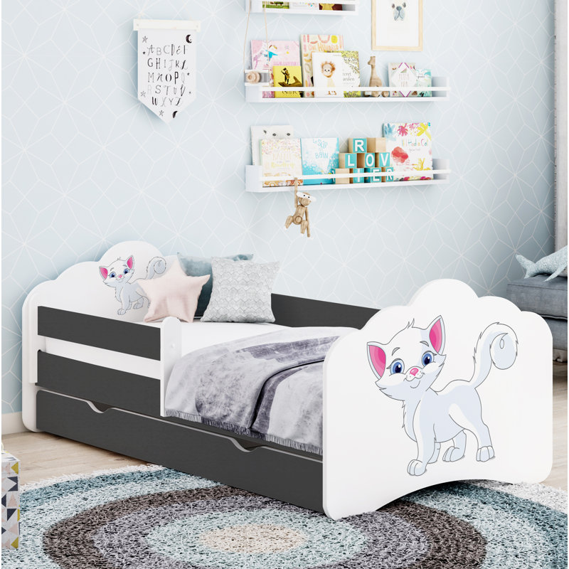 Quint European Toddler Bed Frame with Drawers, Graphite, 56.5 x 70 x 140cm