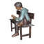 Statue en bronze d'un garçon assis sur un banc de lecture - Dimensions: L 43 po x l 20 po x H 36 po.
