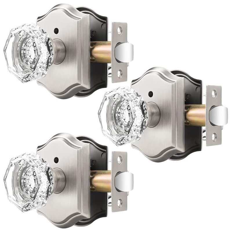 Boutons de porte en cristal Crystal, Nickel brossé