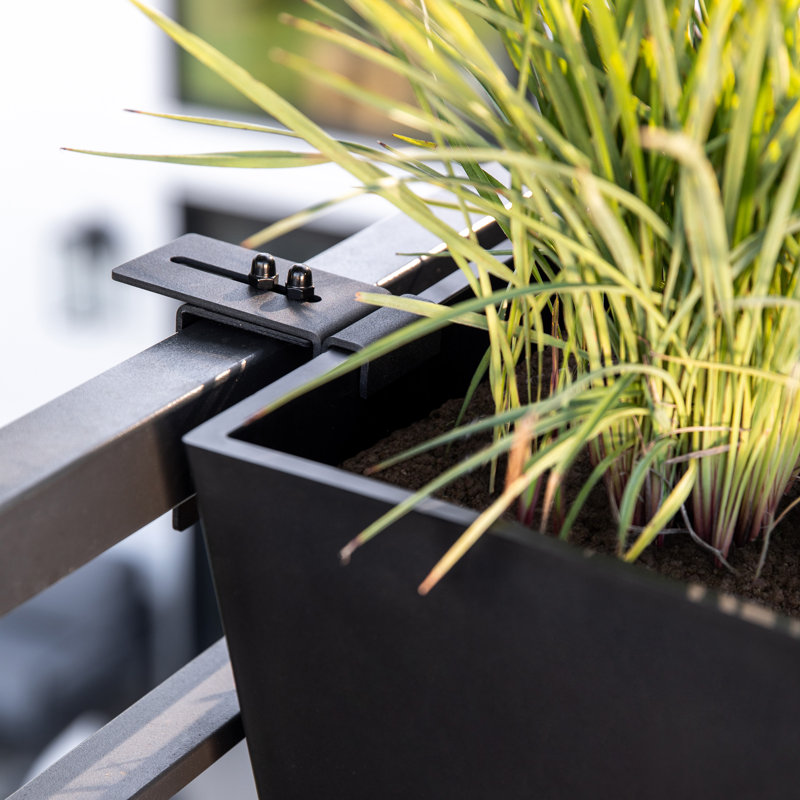 Pure Series Railing Planter, Set of 2, 9'' H x 36'' W x 10'' D, Black