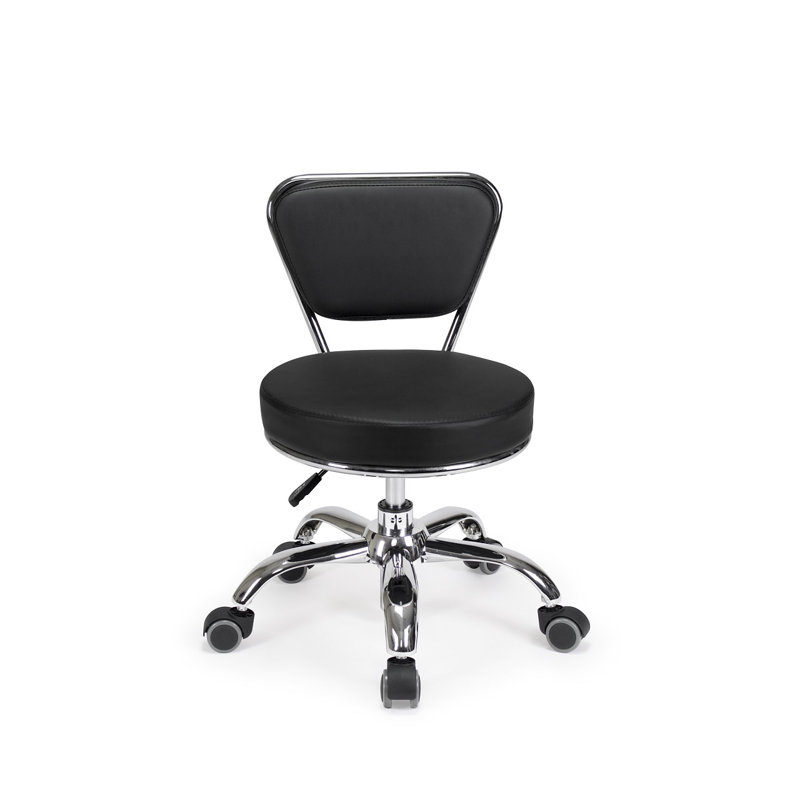 Dayton Backed Adjustable Height Ergonomic Lab Stool with Wheels, Black