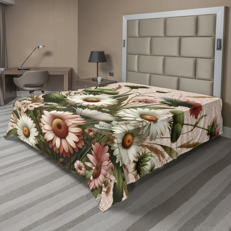 Polyester Floral Flat Sheet, California King