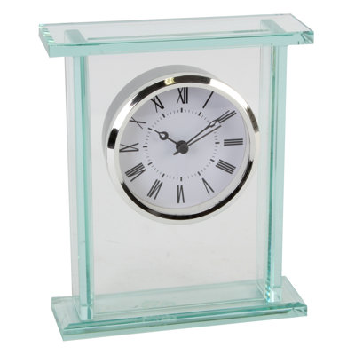 Roman Numeral Glass Quartz movement / Crystal Tabletop Clock in Clear