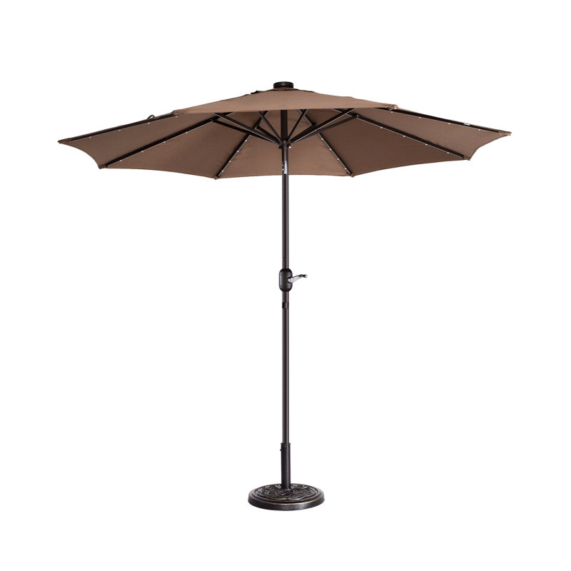 274.32cm Lighted Tilt Market Parasol, Brown