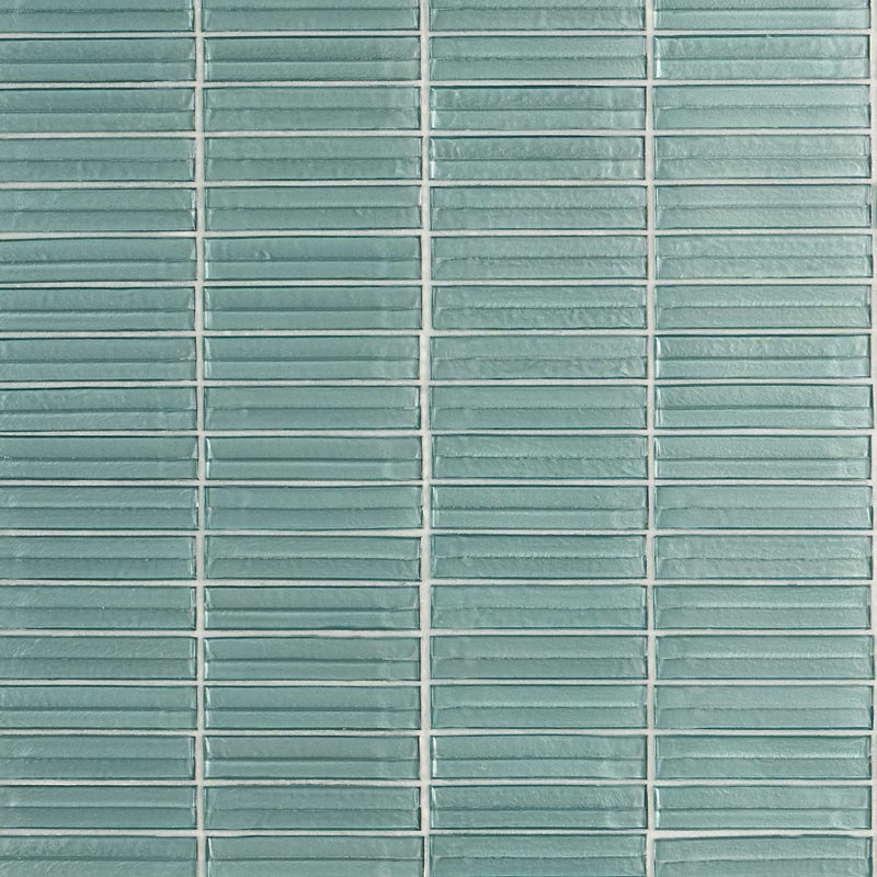 Maya Stacked 12x12 Polished Glass Mosaic Tile, Stacked Ocean
