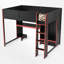 Lit mezzanine en bois avec bureau intégré, lumières DEL et rangement-791196630