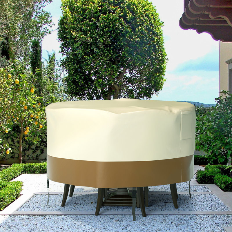 Heavy Duty Outdoor Round Patio Furniture Covers Waterproof Dining Table & Chair Set Cover, 22.83'' H x 94'' W x 94'' D