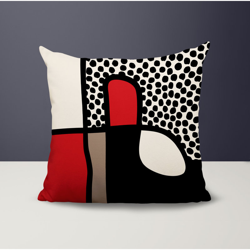 Oreiller carré réversible intérieur / extérieur Vie Abstract, H 19 po x l 19 po, Rouge