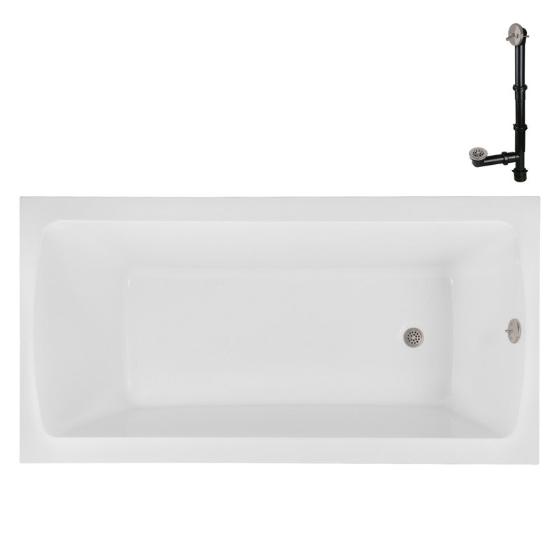 Baignoire de trempage en acrylique 60 po x 32 po, drain inclus, Nickel brossé