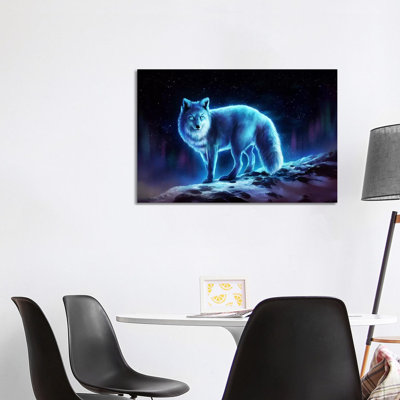 Ice Fox by JoJoesArt - Wrapped Canvas Print