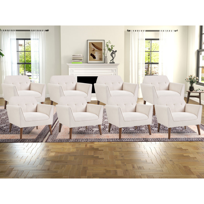 Hotaling 32.2" Wide Contemporary Upholstered Accent Chair With Solid Wood Legs, Beige
