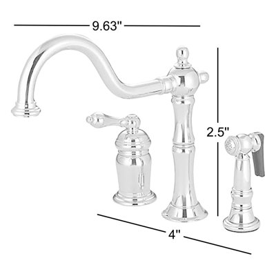 Kingston Brass Heritage Single-Handle 3-Hole Widespread Kitchen Faucet with Brass Sprayer
