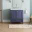 Meuble-lavabo de salle de bain 30 po avec lavabo, comptoir en marbre entièrement assemblé, bleu marine