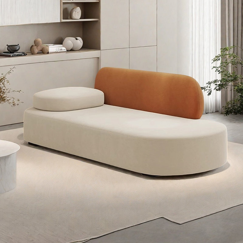 Méridiennes d'intérieur avec appui-tête mobile Finck, Orienté à gauche (vu de face), Beige/Orange