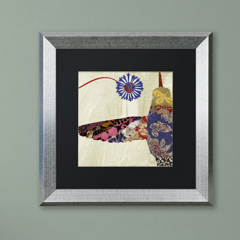 «Jadaya Hummingbird Brocade I» par Color Bakery, reproduction d'art graphique sur toile, Noir, H 16 po x l 16 po x P 0,5 po