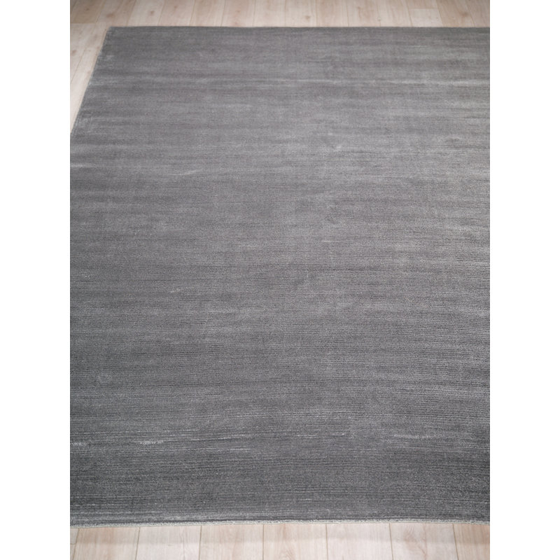Pavia Hand Loomed Silky Nylon Solid Color Area Rug in Gray, Rectangle 10' x 14'