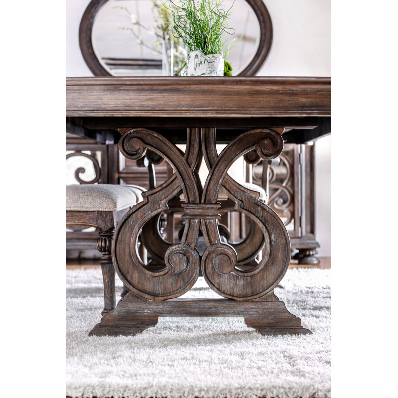 Procopio Extendable Solid Wood Base Dining Table, Rustic Natural Tone Top/Rustic Natural Tone Base
