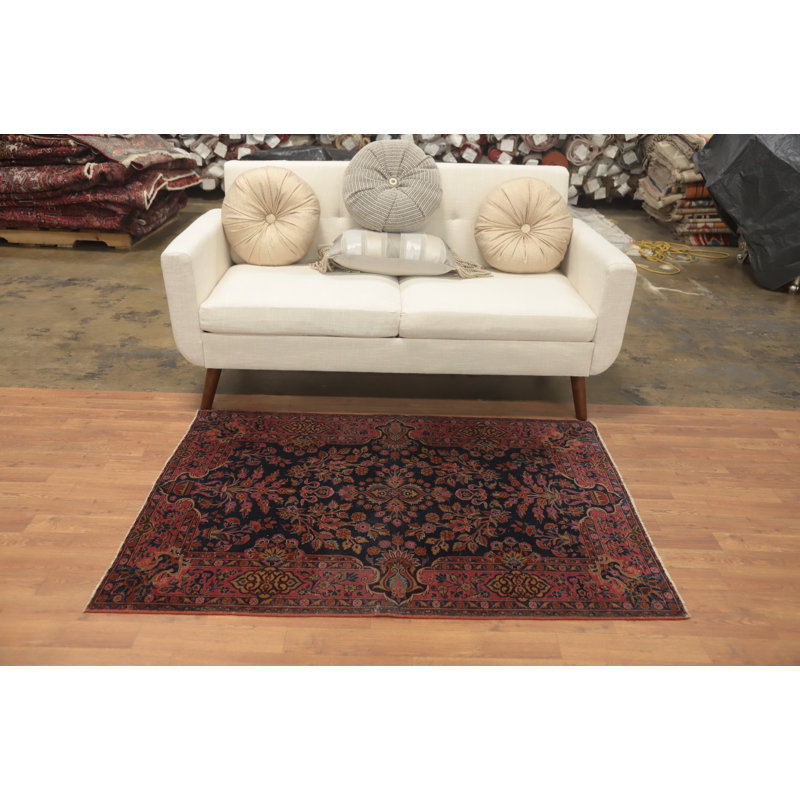 Tapis oriental à teinture végétale antique pré-1900 4 x 5