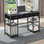 Bureau d'ordinateur noir avec 3 tiroirs en tissu et 4 tablettes réglables-691031376