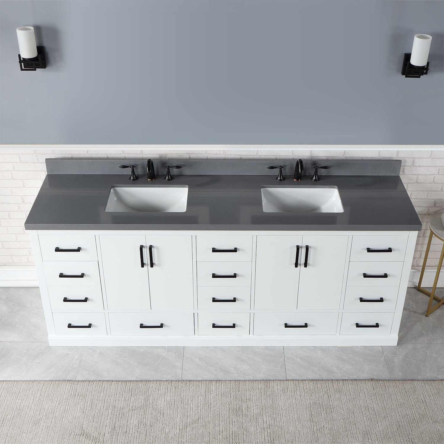 Everly Quinn Xannder 84'' Double Bathroom Vanity with Cultured Marble Top &  Reviews