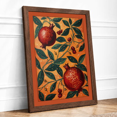 Pomegranates and Foliage Botanical - Framed Print