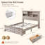 Structure de grand lit de style campagnard avec 2 tiroirs sous le lit, tête de lit avec 2 tiroirs de chevet et tablettes ouvertes, station de charge incluse-223751088-227361867