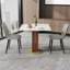 Ensemble 3 pièces de table de conférence moderne en pierre frittée carrée avec 2 chaises en cuir-755388880-755388885