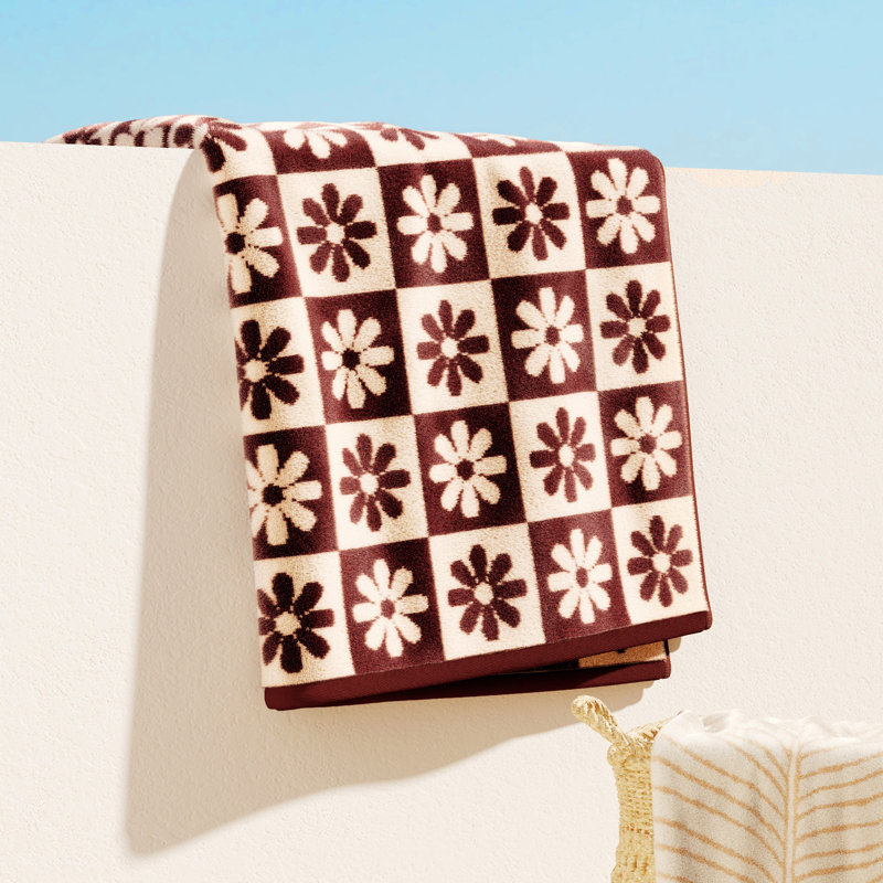 Serviettes de plage 100% jacquard 100% coton, Marguerite