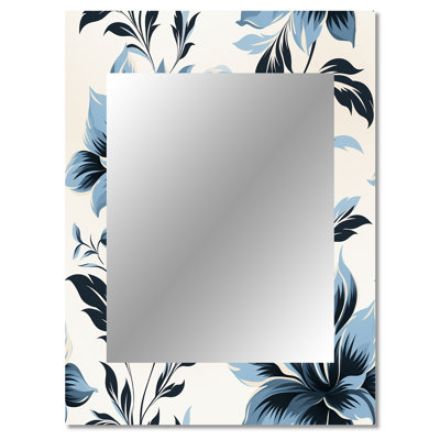 Emblyn Ferns Monochrome Damask Harmoney - Floral Large Mirror, Floral Unique Wall Mirror Decor, Printed Metal Art