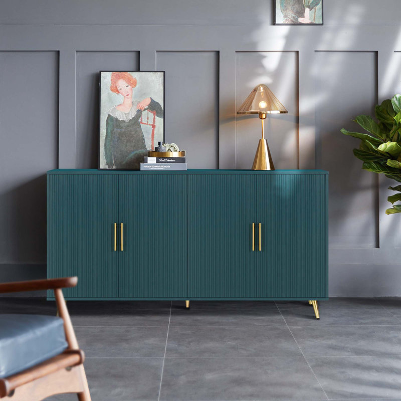 Tawaina Accent Cabinet,Wood TV Stand with Storage Cabinet & Adjustable Shelves, Media TV Console, Green