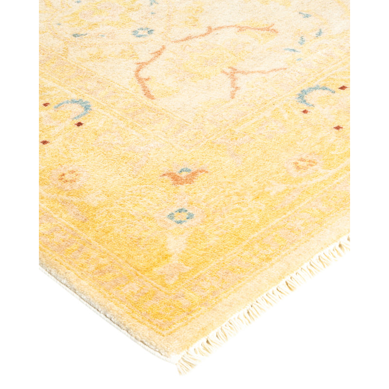 Tapis ivoire Haynie en laine noué à la main 6 pi 3 po x 9 pi 2 po