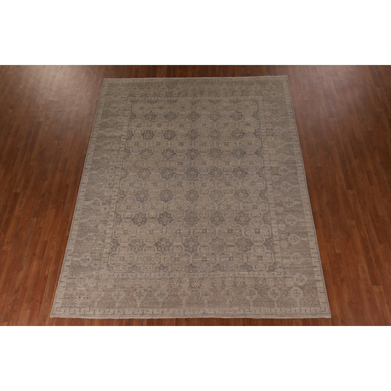 Tapis all-over à motif géométrique teinté Oushak 8 x 10