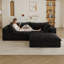 Canapé modulaire Boneless Versatile Cloud, tissu velours côtelé pour espaces de vie, noir