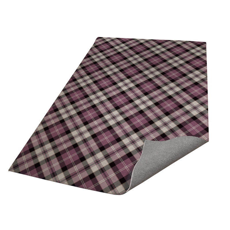 Anthony Plaid Kids Play Mat, Rectangle 3' x 5', Rose/Charcoal