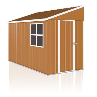 8X4 Ft Metal Garden Shed With Double Doors, Windows, And Ventilation. A Space - Saving Option For Backyard Heavy Duty Storage Ventilation, Sloped Roof. Suitable Organizing Lawn Equipment Tools