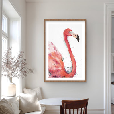 Éclaboussure de flamant rose - imprimé mat encadré rose pour la décoration intérieure