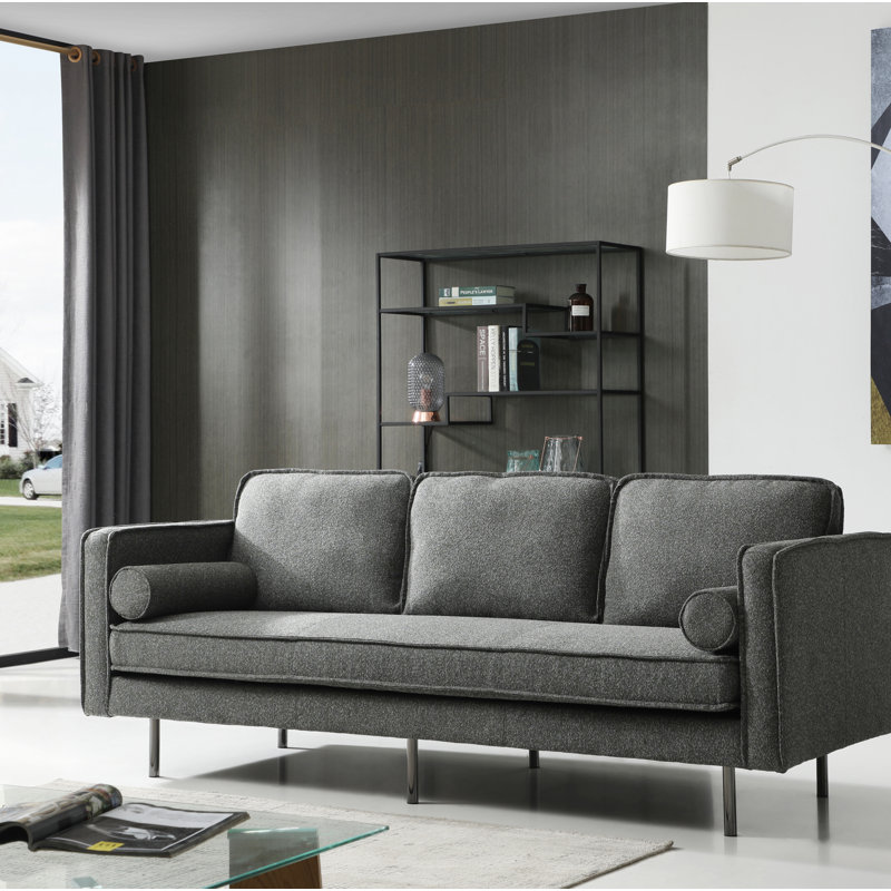 Alicea Upholstered 89'' Sofa, Moss/Black