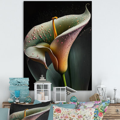 " Gren And White Calla Lily Flower V "