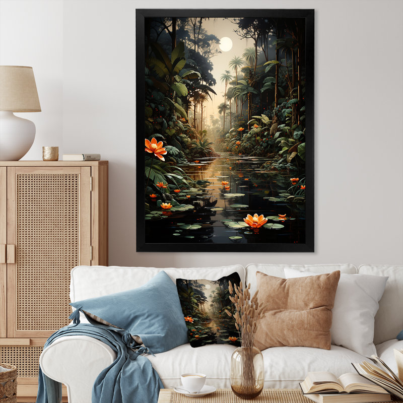 Jungle of Amazonian Dream 2 - Art mural jungle, Cadre photo noir simple, H 32 po x l 24 po x P 1 po