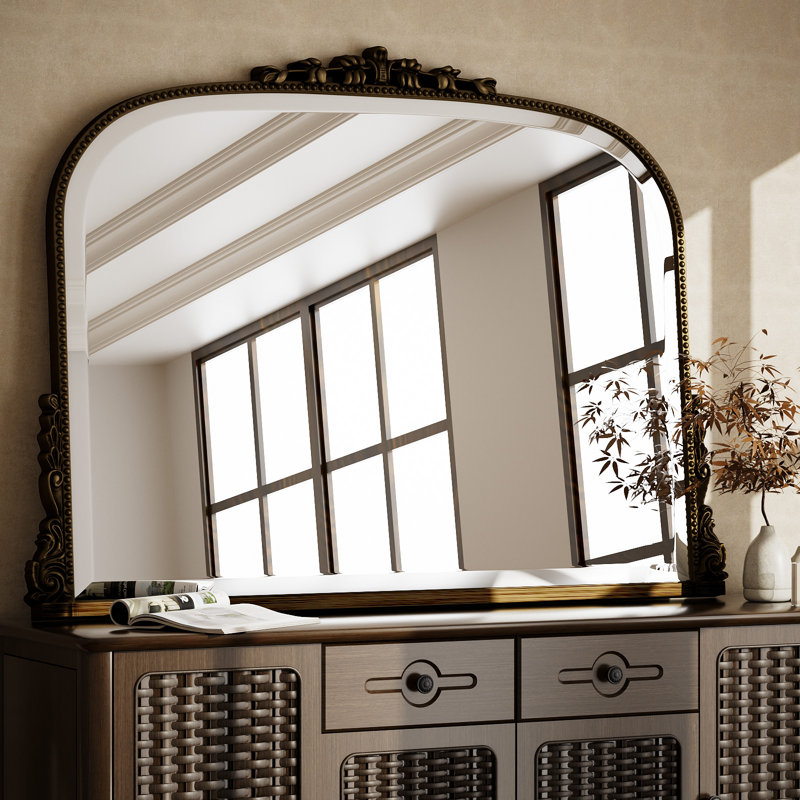 Resin Framed Accent Mirror , 81.3cm x 111.8cm, Antique Bronze