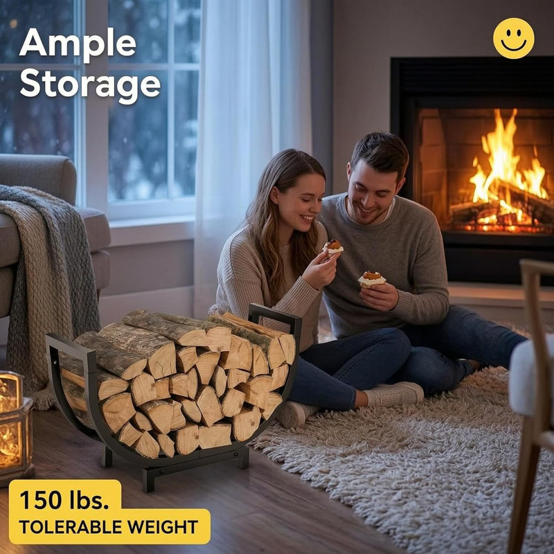 63.5cm W Iron Log Rack