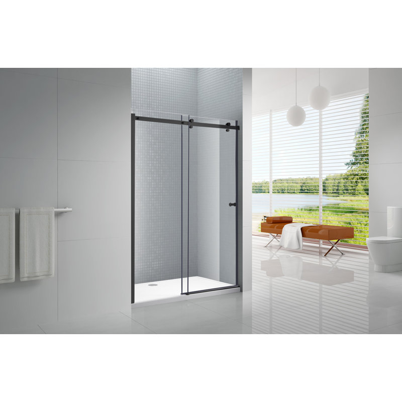 Porte de douche sans cadre Bypass, Noir, 48" x 72"