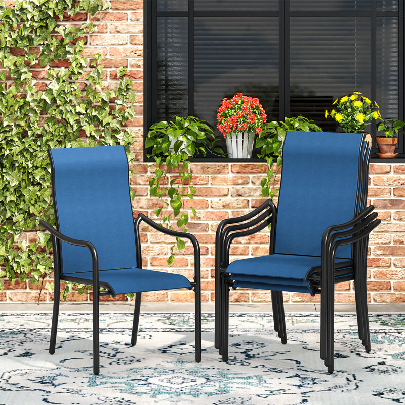 Chaise de salle à manger d'extérieur empilable, Bleu