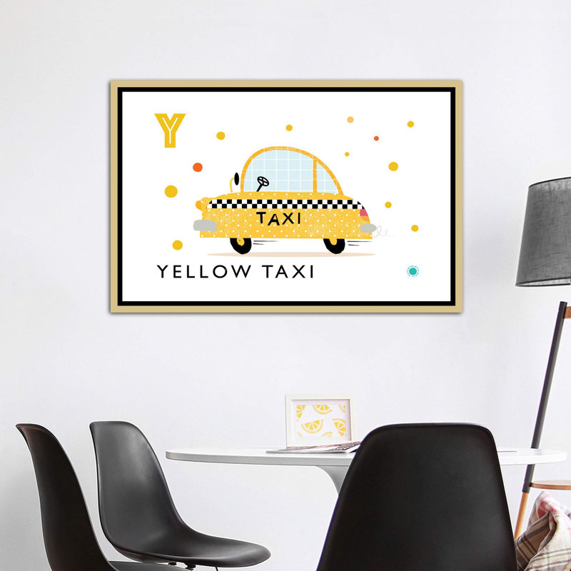 «Y Is for Yellow» - impression, Pas de tapis, H 40 po x l 60 po x 1,5 po, Toile encadrée d'or