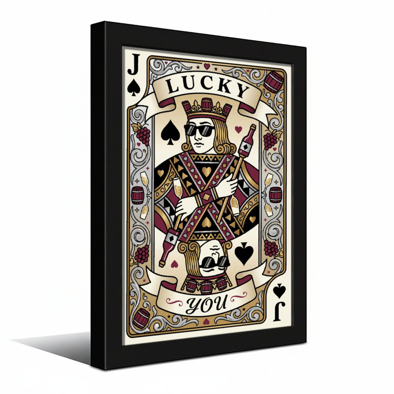 Modèle de carte à jouer Fashion Lucky Jack, Toile tendue, Ne s’applique pas, H 24 po x l 36 po