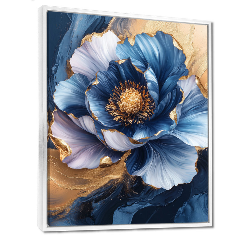 Golden Dream, pivoine III, art mural, H 20 po x l 12 po, Reproduction avec cadre flottant, Blanc