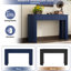 Console moderne avec design cannelé et rangement - Bleu marine. Minimaliste 2 tiroirs pour le salon. Stabilité des pieds courbés dans les tiroirs. Zone de fonctionnalité.